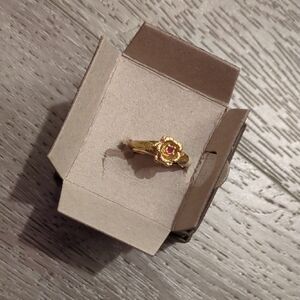 Elegant Gold Plated and Red Floral Ring